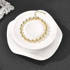 Rack Plating Brass Ball Chain Bracelets for Women, Long-Lasting Plated, Lead Free & Cadmium Free, Real 18K Gold Plated, 7 inch(17.7cm), Bead: 6mm