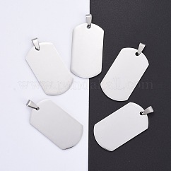 Tarnish Resistant 304 Stainless Steel Big Pendants, Mirror Polished Finish, Blank Stamping Tags, Rectangle, Stainless Steel Color, 43x24x1.8mm