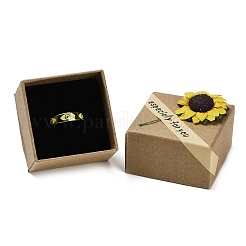 Kraft Paper Gift Boxes with Faux Sunflower Outside for Ring&nbsp;CON-Z011-01A-01