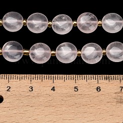 天然石ローズクォーツビーズ連売り  コインビーズ  シードビーズで  フラットラウンド  10~11x5mm  穴：1mm  約32個/連  15.35''（39センチメートル）&nbsp;G-H005-B15-01
