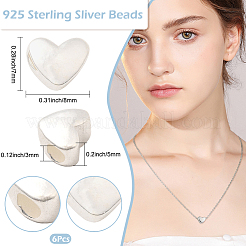 6Pcs 925 Sterling Silver Beads&nbsp;STER-BBC0008-76