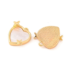 Brass Pave Natural Freshwater Shell Heart with Star Charms&nbsp;KK-S389-05G