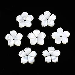 ナチュラルホワイトシェルビーズ  マザーオブパールシェルビーズ  花  貝殻色  11~12x11~12x2mm  穴：1mm&nbsp;SSHEL-S260-025