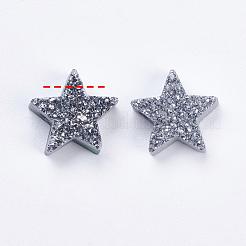 電気メッキ天然石ドゥルージー瑪瑙ビーズ  染め  スター  銀メッキ  12~13x12~13x5~6mm  穴：2mm&nbsp;G-E400-02-B02