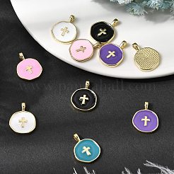 10Pcs 5 Colors Brass Enamel Pendants&nbsp;KK-SZ0007-90