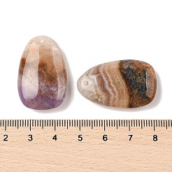 天然アメジストレースアゲートペンダント  ティアドロップチャーム  32x20x8.5mm  穴：1.5mm&nbsp;G-A244-02