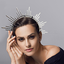 2色の合金ヘアバンド2個  女性の女の子のためのヘアアクセサリー  聖母の光輪  ミックスカラー  188x215x5mm  1pc /カラー&nbsp;OHAR-CY0001-04