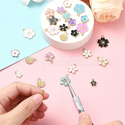 25個25スタイルライトゴールドメッキアロイエナメルペンダント  花  ミックスカラー  12~20.5x9~17.5x1.5~3mm  穴：1.5~2mm  1個/スタイル&nbsp;ENAM-YW0004-33