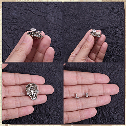20個 2色 スカル合金装飾リベット  ベルト服財布ハンドバッグレザークラフト diy 手作りアクセサリー  ガンメタ色＆プラチナ  24x18mm  10個/カラー&nbsp;FIND-ME0003-69