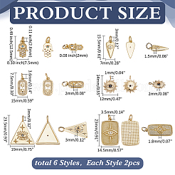 12Pcs 6 Styles Brass Pendants&nbsp;KK-ME0001-23