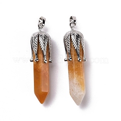 Natural Yellow Jade Big Pointed Pendants&nbsp;G-E059-03AS-03