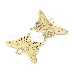 Rack Plating Brass with Cubic Zirconia Pendants&nbsp;KK-B076-14G