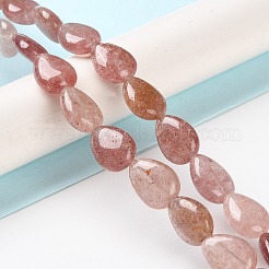 天然石ストロベリークォーツビーズ連売り  フラットティアドロップ  13~14x9.5~10x5~5.5mm  穴：1.2mm  約28個/連  15.16''（38.5センチメートル）&nbsp;G-K357-A16-01