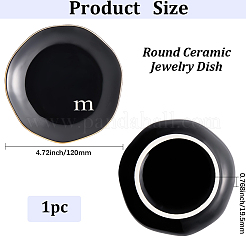 丸い陶器のジュエリー皿  ジュエリープレート  指輪収納トレー  ネックレス  ピアス  文字m  120x19.5mm&nbsp;AJEW-WH20067-015B