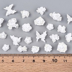 光るフラワー樹脂カボション  ジュエリー作りのための  グリッターパウダー付き  暗闇で光る  ホワイト  6~12x6~12x2.5~6mm  2500~3000のPCについて&nbsp;CRES-T025-10A