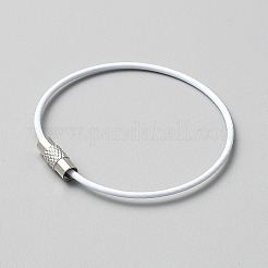 PVCワイヤーコード付き炭素鋼  安全荷上げコード  プラチナ  ホワイト  155x1.5mm&nbsp;AJEW-WH0314-897C