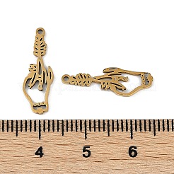 ステンレスペンダント201個  レーザー切断  オリーブの枝のハンドチャーム  ゴールドカラー  20x6.5x1mm  穴：1mm  5個/セット&nbsp;STAS-Q329-04G