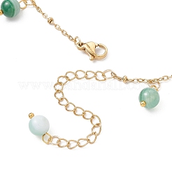 3Pcs 3 Colors Dyed Natural Banded Agate Round & 304 Stainless Steel Shell Shape Tassel Anklets for Women&nbsp;AJEW-AN00702