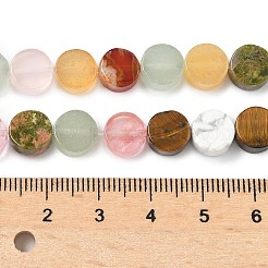 Natural Mixed Stone Flat Round Beads strands&nbsp;G-M454-B01