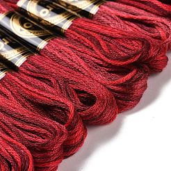 10かせ 6層ポリエステル刺繍フロス  クロスステッチの糸  セグメント染め  暗赤色  0.5mm  約8.75ヤード（8m）/かせ&nbsp;OCOR-K006-A44