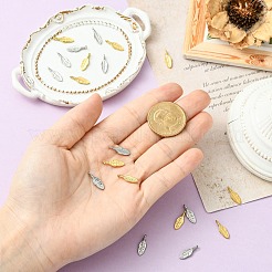 20個2色304ステンレスペンダント  葉のチャーム  ミックスカラー  15.5x5x3mm  穴：1.5mm  10個/カラー&nbsp;STAS-CJ0002-99