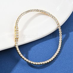 女性用スターリングシルバーマイクロパヴェキュービックジルコニアテニスブレスレット925個  正方形  18KGP本金メッキ  2.5 mm幅  7-1/8インチ（18cm）&nbsp;BJEW-C117-01A-G02