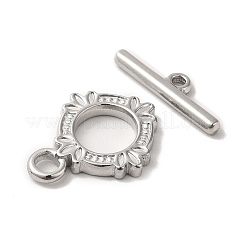 変色しない304ステンレススチールのトグル留め具  花  ステンレス鋼色  リング：17.5x14x2mm  穴：2mm  バー：16.5x5x2mm  穴：1.2mm&nbsp;LS-STAS-H212-17P