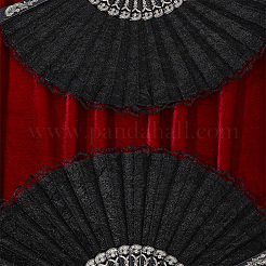 プラスチックとレースの扇子  ブラック  230x20x30mm&nbsp;AJEW-WH0709-241B
