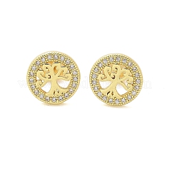 Brass Micro Pave Clear Cubic Zirconia Stud Earrings&nbsp;EJEW-P303-01B-G
