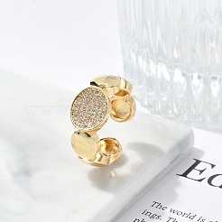 Brass Micro Pave Clear Cubic Zirconia Open Cuff Rings for Women&nbsp;LS-RJEW-M026-01G-01