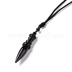 女性用ナイロンコード付き宝石弾丸ペンダントネックレス  32.68~34.25インチ（83~87cm）&nbsp;G-A210-06