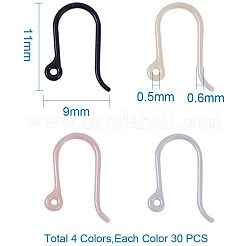プラスチックピアスフック  水平ループ付き  ミックスカラー  11x9x0.6mm  22ゲージ  穴：0.5mm  30個/カラー  120個/箱&nbsp;KY-PH0007-07