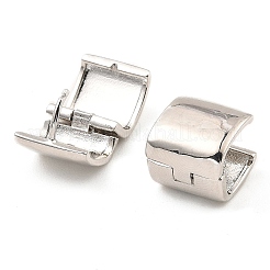 真鍮の厚いフープピアス  長方形  プラチナ  12x11.5x12mm&nbsp;EJEW-I289-02P