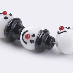 手作りランプワークビーズ連売り  クリスマスのために  雪だるま  ホワイト  13x20mm  穴：1.5~2mm&nbsp;LAMP-N068-5