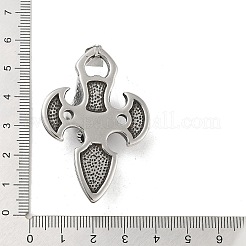 304ステンレススチール製ビッグペンダント  アンティークシルバー  十字架の頭蓋骨  51.5x35.5x12mm  穴：8x5mm&nbsp;STAS-M336-01H-AS