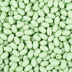 焼付塗装ガラスシードビーズ  オーバル  淡緑色  7x4~4.5mm  穴：0.9mm  約2500個/ポンド&nbsp;SEED-T007-15J