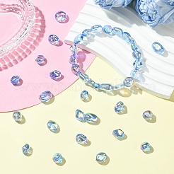40個 8スタイル電気メッキ透明アクリルビーズ  混合図形  ブルー  10~14x8~13x5~11mm  穴：1.2mm  5個/スタイル&nbsp;OACR-CJ0002-48