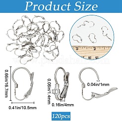 304ステンレススチールフレンチフックピアス金具  でこぼこの模様で  ステンレス鋼色  16.7x10.5x4mm  穴：1.4mm  ピン：1mm  120個/箱&nbsp;STAS-SP0001-03A