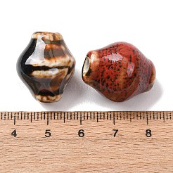 ヴィンテージの手作り磁器ビーズ  双円錐形  ミックスカラー  22x18mm  穴：3.5mm&nbsp;PORC-F013-04