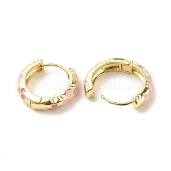 Flower Enamel Hoop Earrings&nbsp;EJEW-G290-03G-F