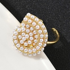 ABS Plastic Pearl Finger Rings&nbsp;RJEW-L128-02G
