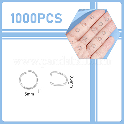 304ステンレススチールオープン丸カン  ステンレス鋼色  24ゲージ  5x0.5mm  1000個/箱&nbsp;STAS-UN0055-28B-P