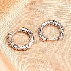 316サージカルステンレステクスチャードフープピアス  アンティークシルバー  14x15.5x2.5mm&nbsp;EJEW-C160-10B-AS