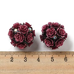 アクリル手作りポリマー粘土ラインストーンビーズ  花の光るビーズ  暗闇で光る  サクランボ色  20mm  穴：1.8mm&nbsp;FIND-Z036-01A