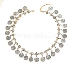 ヴィンテージ風合金＆鉄製エンボス加工コインタッセルネックレス（女性用）  アンティークシルバー  18.39インチ（46.7cm）&nbsp;WG1C655-02