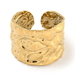 Ion Plating(IP) 304 Stainless Steel Textured Open Cuff Ring&nbsp;RJEW-A043-11G