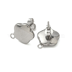 304ステンレススチールスタッドピアス金具  花  ステンレス鋼色  15x12mm  穴：1.8mm  ピン：0.8mm&nbsp;STAS-K252-15P