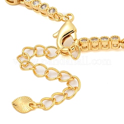 Rack Plating Brass Pave Clear Cubic Zirconia Heart Link Chain Bracelets&nbsp;BJEW-Q347-04G