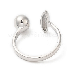 Brass Oval & Round Open Cuff Rings for Women&nbsp;RJEW-G288-03P