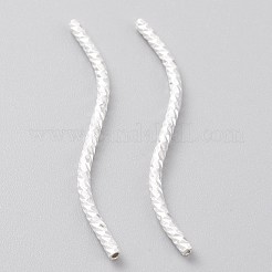 真鍮製チューブビーズ  長持ちメッキ  カーブビーズ  925銀メッキ  34x1.5mm  穴：0.8mm&nbsp;KK-Y003-84G-S